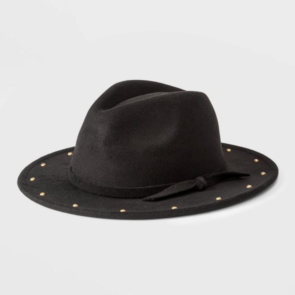 UO Black Studded Fedora Cowgirl Hat